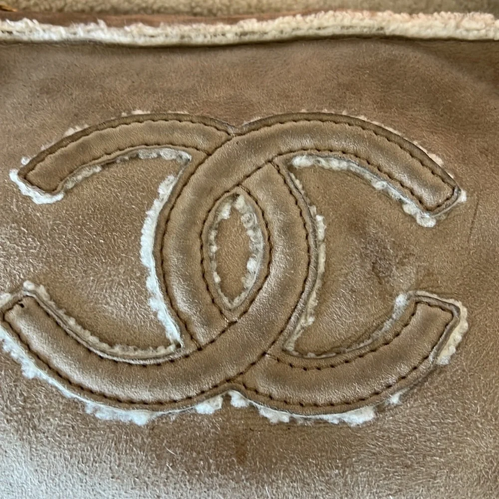 CHANEL tan suede